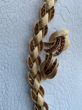 Load image into Gallery viewer, Rare Vintage TRIFARI Brushed Gold and Amber Bracelet and Earrings Set
