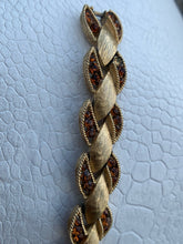 Load image into Gallery viewer, Rare Vintage TRIFARI Brushed Gold and Amber Bracelet and Earrings Set