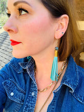 Load image into Gallery viewer, Leather Tassel Bullet Casing Earrings