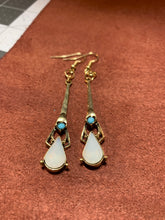 Load image into Gallery viewer, Turquoise &amp; Opal Art Deco Drop Earrings