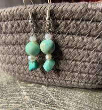 Load image into Gallery viewer, Turquoise, Freshwater Pearls &amp; Howlite Earrings