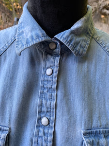Light Denim Shirt with Pearl Snaps