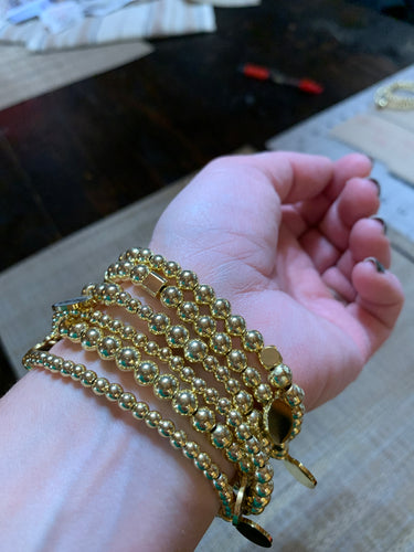 18k Gold Plated Stack of Six Beaded Bracelets