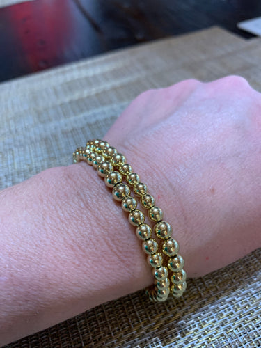 18k Gold Plated Stack of Two Beaded Bracelets