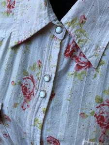Vintage Floral Western Shirt with Pearl Snaps