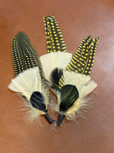 Load image into Gallery viewer, Yellow Polka Dot Cluster Hat Feathers