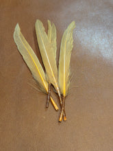 Load image into Gallery viewer, Slim Mustard Feather Hat Jazz