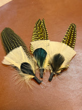 Load image into Gallery viewer, Yellow Polka Dot Cluster Hat Feathers