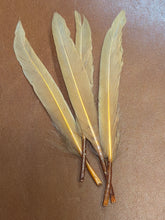 Load image into Gallery viewer, Slim Mustard Feather Hat Jazz