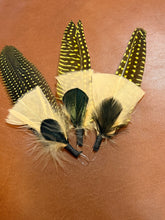 Load image into Gallery viewer, Yellow Polka Dot Cluster Hat Feathers
