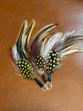 Load image into Gallery viewer, Reverse Yellow Polka Dot Cluster Hat Feathers