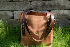 Custom Photographer's Big Mama Tote in Rustic Oil Tanned Leather