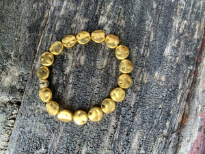 Hammered Gold Metal Beaded Bracelet