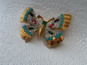 Colorful Vintage Butterfly Brooch