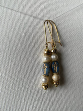 Load image into Gallery viewer, Smokey Sapphire &amp; Freshwater Pearl Earrings