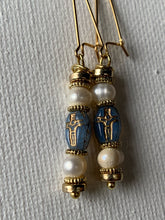 Load image into Gallery viewer, Smokey Sapphire &amp; Freshwater Pearl Earrings