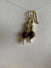Load image into Gallery viewer, Garnet &amp; Freshwater Pearl Earrings