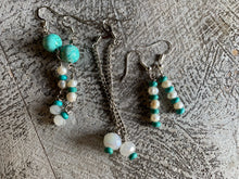 Load image into Gallery viewer, Turquoise &amp; Glass Faceted Chain Earrings