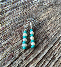 Load image into Gallery viewer, Turquoise &amp; Freshwater Pearl Earrings