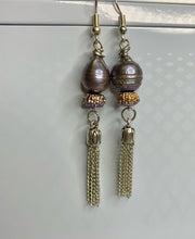 Load image into Gallery viewer, Freshwater Pearls &amp; Disco Bead Tassel Earrings