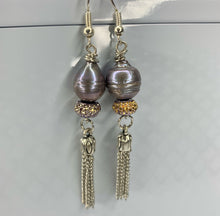 Load image into Gallery viewer, Freshwater Pearls &amp; Disco Bead Tassel Earrings