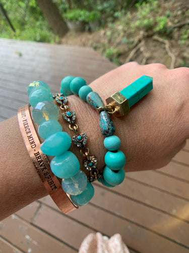 Turquoise & Copper Beaded Bracelet
