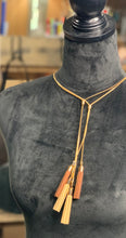 Load image into Gallery viewer, Bolero Gold &amp; Leather Tassel Necklace