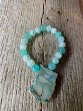 Load image into Gallery viewer, Turquoise Beaded &amp; Large Raw Stone Bracelet