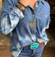 Load image into Gallery viewer, Turquoise Caiman Hide Belt Buckle