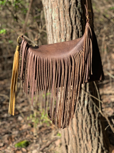 “Marci” Fringe across-Body Leather Bag