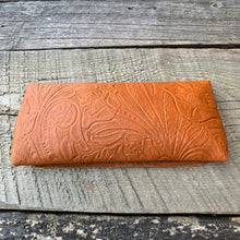 Load image into Gallery viewer, “The Priscilla” Clutch in Tobacco Embossed Leather