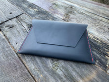 Load image into Gallery viewer, “The Carl” in Midnight Black Oil Tanned Leather with Red Stitching