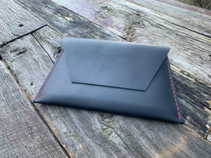 “The Carl” in Midnight Black Oil Tanned Leather with Red Stitching