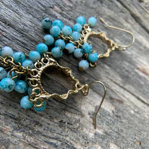 Rodeo Queen Turquoise Beaded Earrings