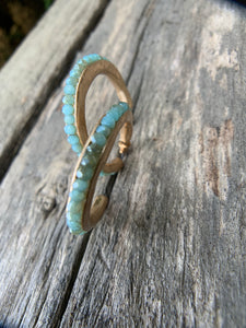 Sea Glass Beaded Gold Hoop Earrings