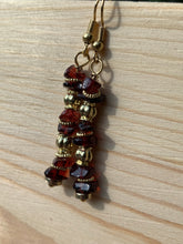 Load image into Gallery viewer, Raw Garnet &amp; Gold Earrings