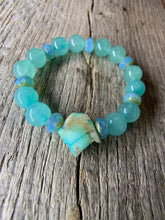 Load image into Gallery viewer, Turquoise Beaded Bracelet with Raw Stone Accent