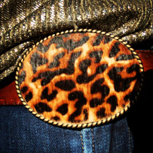 Load image into Gallery viewer, Hair on Hide Leopard Printed Belt Buckle