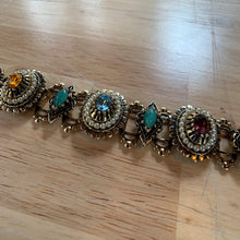 Load image into Gallery viewer, Vintage Victorian Style Gold &amp; Jeweled Cocktail Bracelet