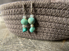 Load image into Gallery viewer, Turquoise, Freshwater Pearls &amp; Howlite Earrings