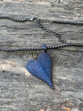 Load image into Gallery viewer, Navy CZ Micro Pave Heart Breaker Necklace
