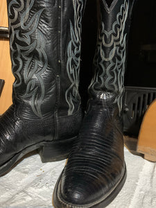 Men’s Vintage Black Justin Exotic Cowboy Boots