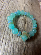 Load image into Gallery viewer, Turquoise Beaded Bracelet with Raw Stone Accent