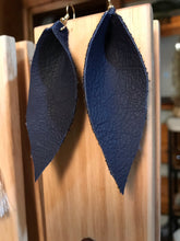 Load image into Gallery viewer, Navy Blue Leather Earrings