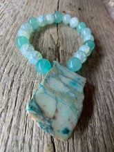 Load image into Gallery viewer, Turquoise Beaded &amp; Large Raw Stone Bracelet