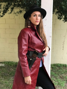 Vintage Red Leather Coat