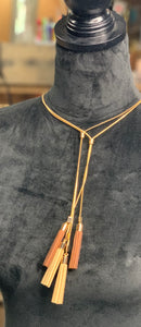 Bolero Gold & Leather Tassel Necklace