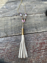 Load image into Gallery viewer, Custom Bullet Casing and Leather Tassel Necklace