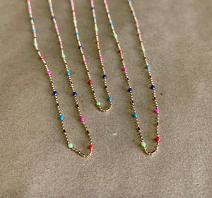 Rainbow Dainty Beaded Necklace