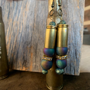 Custom Bullet Earrings with Multi Iris Agate Druzy Stones